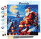 Figured'Art Mini Peinture par Numéro Adulte 20x20cm avec cadre Père Noël sur les toits - Petit Format Kit de Loisir Créatif DIY Numéro d'Art Complet