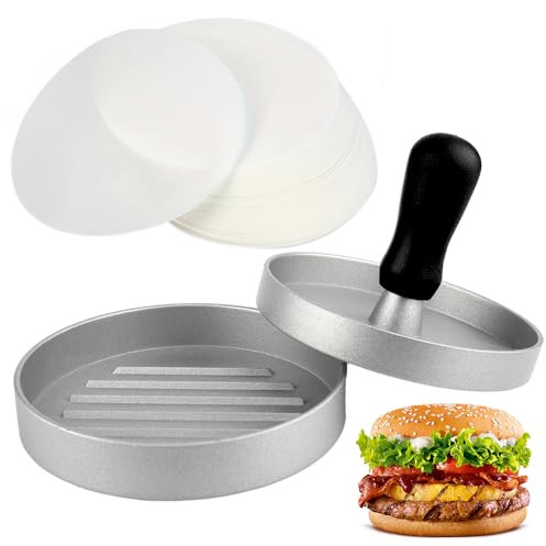 Atliberswo Presse à Hamburgers avec 50 papiers antiadhésifs, Steak haché,Fabricant antiadhésif de Steaks de Viande pour la réalisation de BBQ, de Cuisson, de Hamburgers farcis, de Hamburgers au bœuf