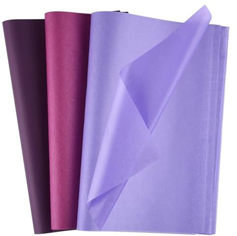 Morcheiong 60 fogli di carta velina viola multicolore per confezioni regalo, per fai da te, compleanni, Halloween, matrimoni, vacanze, artigianato, decorazioni per feste e festival (50 x 37 cm)