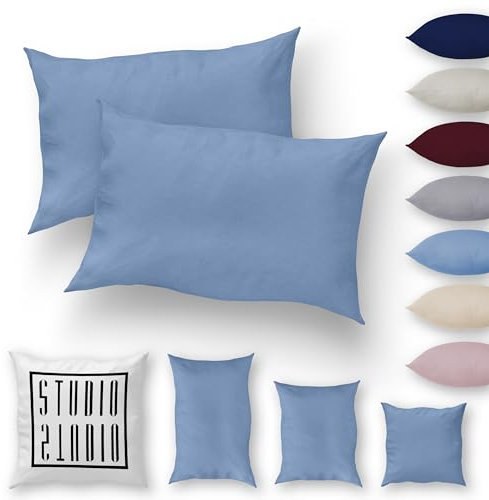 STUDIO Basic Kissenbezug 2er Pack 40x60, 100% gekämmte Baumwolle, Markenqualität, Schlafzimmer Kissenhülle 40x60cm, Doppelpack - Mittelblau