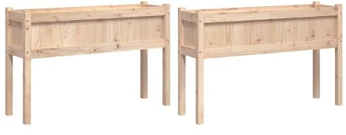 vidaXL Jardineras de Exterior con Patas 2 uds, Maceteros Elevados, Macetas de Hierbas Flores, Jardineras Balcón Terraza, Madera Maciza de Pino