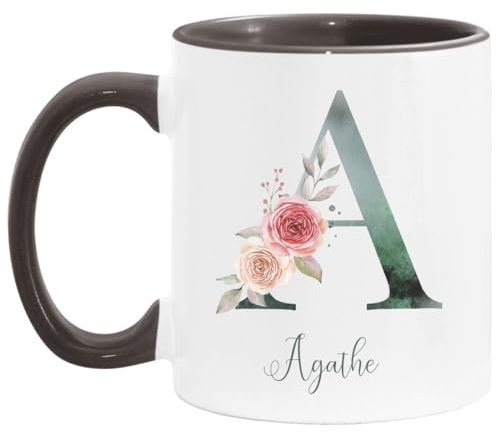 Lalasol Mug Nom à Personnaliser – Tasse Alphabet Aquarelle Prénom Cadeau Personnalisé Pour Fille Femme Collègue Amie Famille Anniversaire ou Noël
