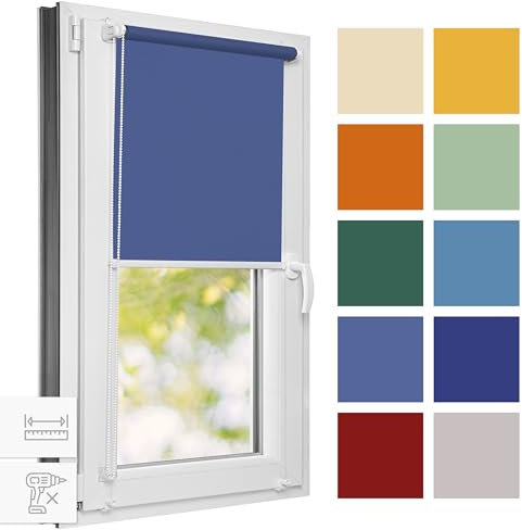 Estika Sichtschutz Rollo für Fenster ohne Bohren nach maß, 10 Farben, Breite 30-129 cm, Höhe 150 cm und 220 cm, Fenster rollos für innen, Jalousien Fenster, Klemmfix Montage