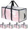 SHINEED 4-tlg Durchsichtig Aufbewahrungstasche - 69 x 35 x 38 cm, 90L, Groß, PP-Plastik Umzugstasche mit Schwarz Reißverschluss, Griff - Aufbewahrung, Umzug Tasche für Kleidung, Decken
