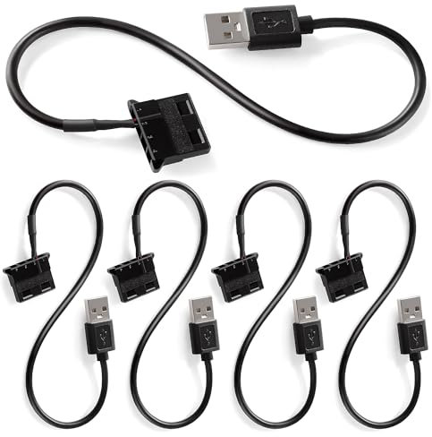 KUOQIY 5 Piezas 30cm Cables Adaptadores de Alimentación USB a 4 Pines Molex PWM 5 V, USB a 4 Pines Molex Cable Conector Adaptador de Ventilador
