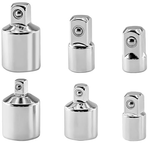 TOKSEO 6 Stück Stecknuss Adapter Satz, Steckschlüssel Ratschen Adapter 1/4 auf 3/8, 1/2 auf 3/8, 3/8 auf 1/4, 3/8 auf 1/2, 1/2 auf 1/4, 1/4 auf 1/2 für Knarren Steckschlüsseln