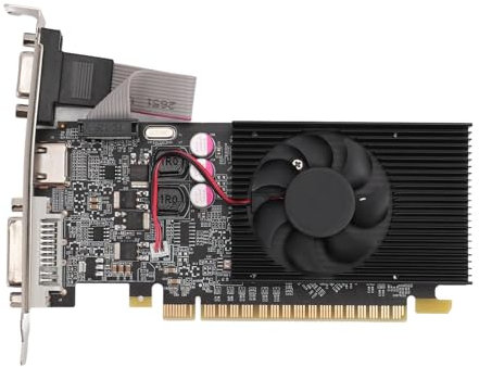 Goshyda GT710 Graphics Card, 2GB DDR3 64BIT Gaming Graphics Card, 700MHz 1200MHz, PCI Express 2.0 16X Slot, HDMI DVI VGA, with Independent Cooling Fan