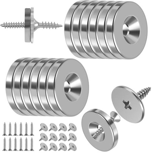 Foppla 12Pcs Cabinet Door Magnetic Closure Metal Magnetic Door Catch Concealed Closet Door Catch Closer Hidden Magnetic Door Latch Furniture Door Magnet Closing Catch for Cabinet Closet(silver)