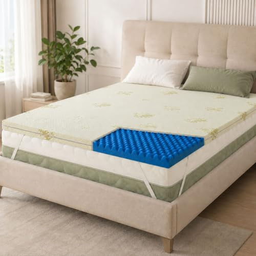 MAXIME MAISON – Topper 160x200cm, Memory-Schaum, Matratzenauflage für Doppelbett, Höhe 5 cm in Aloe Vera, Made in Italy