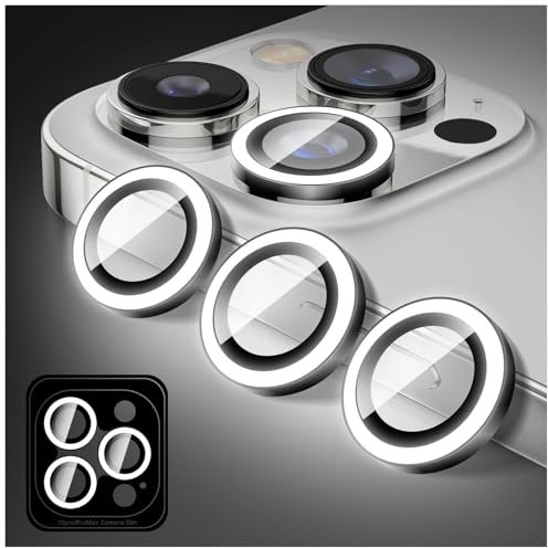 Kucheed Proteggi Obiettivo Fotocamera Glitterato Compatibile con iPhone 12 Pro Max, Adesivi per Copertura Fotocamera in Vetro Temperato, Anelli in Lega con Allineamento Automatico