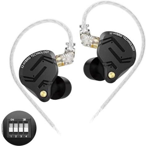 Yinyoo KZ ZS12 PRO X Cuffie con Filo,1DD 5BA In ear Monitor,4 interruttori di sintonizzazione,Distorsione non lineare ultra bassa IEM cuffie in ear per giochi,musicisti