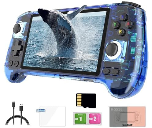 NULA Anbêrnic RG556 Console di Gioco Portatile Retrò 4000+giochi Integrati, 8+128G+128G Lettore Video con Schermo AMOLED da 5,48 Pollici Console di Gioco Portatile, Supporto WiFi Bluetooth