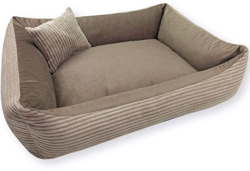 4L Textil Molly Hundebett kleine Hunde Braun Katzenbett flauschig Katzenkörbchen Katzensofa Kuscheliges Katzenkorb waschbar Hundekorb für Welpen(60x40 cm, Braun)