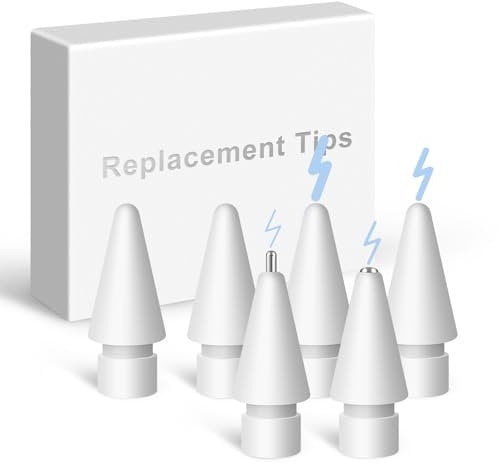 Mixoo 6 Stücke Spitzen für Apple Pencil, Verschleißfest und Hochempfindliche Ersatzspitzen für Apple Pencil 1. Generation / 2. Generation/pro/USB C