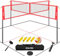 ZEALFEEL Volleyball-Spiel-Set, 4 quadratisch, 3 Höhen verstellbar, 4-Wege-Volleyballnetz mit Vollyball, Pumpe, Tragetasche, Hammer, 4 m, 4 Personen, Volleyballnetz für Hinterhof, Strand, Rasen, ideal