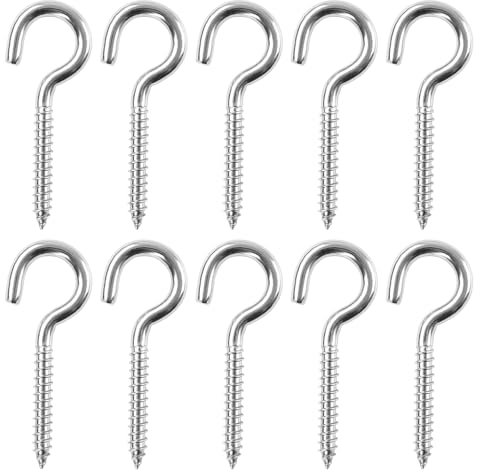 XIATIAN Ganci a Vite M6 x 82 mm, 10 Pezzi Ganci Avvitabili in Acciaio Inox, Gancio da Soffitto, Ganci Avvitabili in Metallo, Gancio a Vite per Piante, Tazze