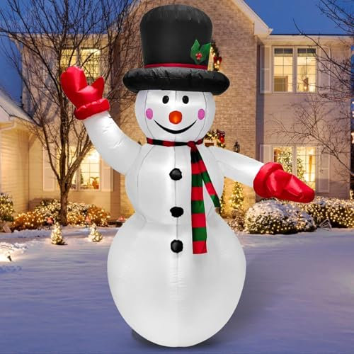 TEPENAR 1.8m Aufblasbarer Schneemann Weihnachten mit LED Lichtern Außendekoration Aufblasbarer Schneemann Weihnachtsdeko für den Garten Aufblasbare Feiertags Innen Außendeko für Weihnachtsfeiern