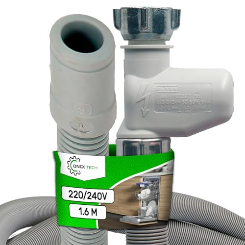 Universale Tubo Carico Acquastop per Lavatrice e Lavastoviglie 1,6 m con Codice Originale C00372679 482000022209 482000023524 per Indesit per Ariston per Whirlpool - Garanzia di 5 Anni - ONIX TECH