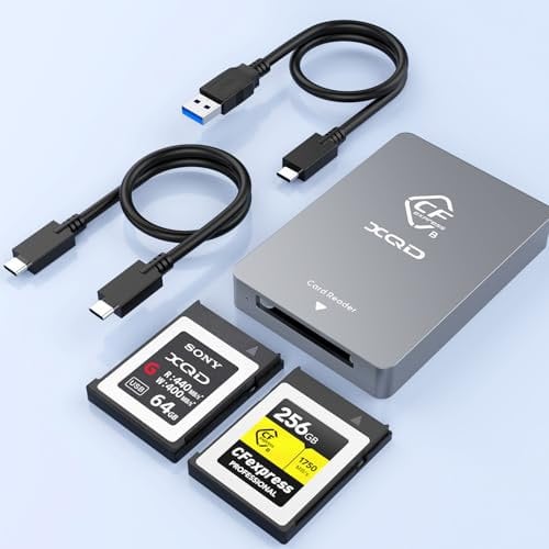 2-in-1 CFexpress Type B & SD Card Reader USB A/USB C Type B CF Express Card Reader Adapter, Detachable 10Gbps USB3.2 Type B CFexpress Adapter Portable for Windows/MacBook/Linux/Chromebook/Android/Dell
