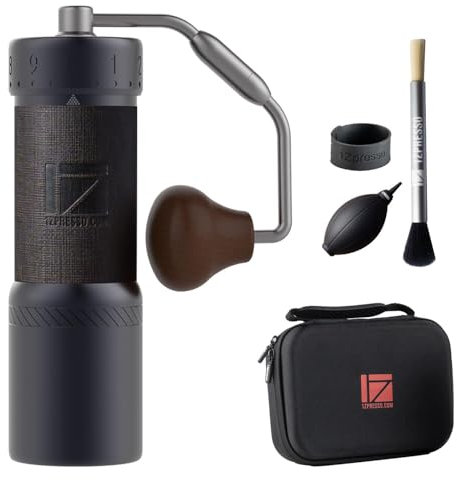 1Zpresso J-Ultra - Molinillo de café manual gris hierro, rebaba cónica, mango plegable, capacidad de taza de captura magnética de 40 g, ajuste numérico ajustable, eficiencia de molienda más rápida,