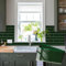 Abyssaly Stick on Tiles for Kitchen, Bathroom Self Adhesive Wall Tile Stickers Dark Green, Glossy Peel and Stick for Home Decor DIY Backsplash, 15x30cm/12pcs