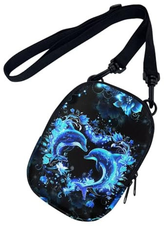chaqlin Mini-Geldbörse für Damen und Herren, Umhängetasche, Umhängetasche, Handy-Tasche mit Tasche, Neon Animal Delphin, Einheitsgröße
