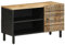 Retro-Stil TV-Schrank, Schwarz TV Lowboard aus Holz mit Tür & offenen Fächern, Fernsehtisch Fernsehschrank TV-Regal für Wohnzimmer, 80x33,5x46 cm Raues Mangoholz