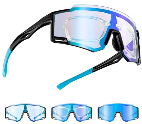 Selbsttönende Fahrradbrille Sonnenbrille Herren Damen TR90 Fahrrad Schnelle Brille Radbrille Polarisationsbrille Angeln UV Glasses mit Clip für Mountainbike Ski Rennrad Beachvolleyball Outdoor Sport