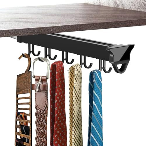 Gürtel-/Schal-Aufhänger – Kleiderstange aus Aluminiumlegierung, ausziehbarer Organizer für Töpfe und Pfannen für den Schrank, Krawattenhalter für den Schrank, mit verstellbaren Haken, zur Au