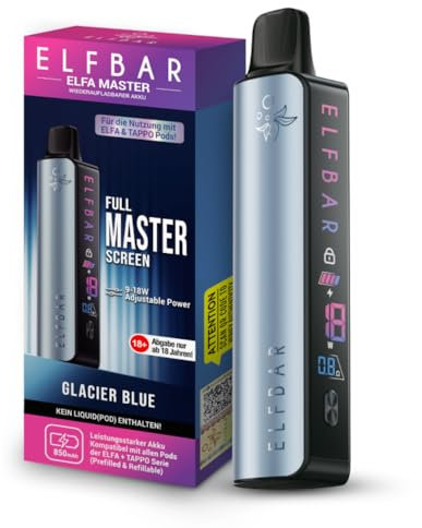ELFBAR ELFA MASTER I kein Liquid kein Nikotin enthalten I 850 mAh Akku Kit I USB-C Schnellladung MTL/RDL (Glacier Blue)