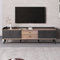 LANTRO JS TV Tisch mit Zwei Schiebetüren, TV Möbel, Schiebetür TV Schrank mit Zwei Schubladen,TV Sideboard, Exquisite Textur, 160x40x58CM, Schwarz