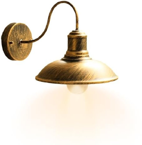 Luce murale vintage - Luce murale industriale rustica, applique da parete esterna interna, | Lumo da parete della fattoria vintage fienile a collo di cioche, luce da parete industriale rustica per cam