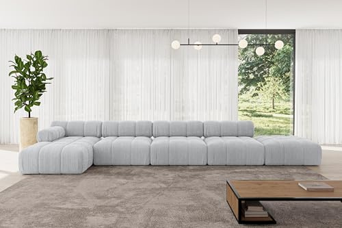 ALTDECOR Modulares Sofa Ecksofa in L-Form Corner modular Sofa Eckcouch Couch Wohnlandschaft Cauchsofa Polstersofa Lizur-L3-475x160x70 cm Grau