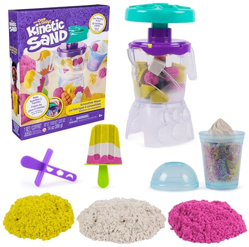 Kinetic Sand, Smoothie Mixer Playset with 14 oz Play Sand, Tools and Popsicle Mould, Play Food Toy, Arts and Crafts Kids Toys for Girls and Boys Ages 5 and up.