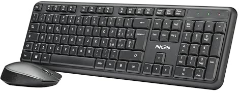 NGS Harmony Kit - Conjunto Silencioso de Teclado Y Ratón Inalámbrica con 12 Teclas Multimedia, Diseño Español