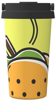 InOmak Tacos, comida mexicana,Taza de café de 500 ml, botella de agua de acero inoxidable aislada, taza de café portátil