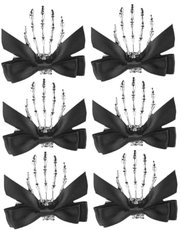 Alipis 6stücke Totenkopf Haarspange mit Krallenmotiv Skeletthand Haarnadeln Gothic Schleifen Haarspangen Kleine Punk Horror Haarspangen für Damen Party Accessoires