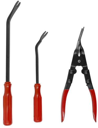 Anhoer 3-Piece Car Trim Removal Tool Kit, Auto Fastener Remover & Clip Pliers Set, Heavy Duty Pry Bar Rivet Puller with Storage Bag for Door Card, Dashboard and Interior Upholstery Repair
