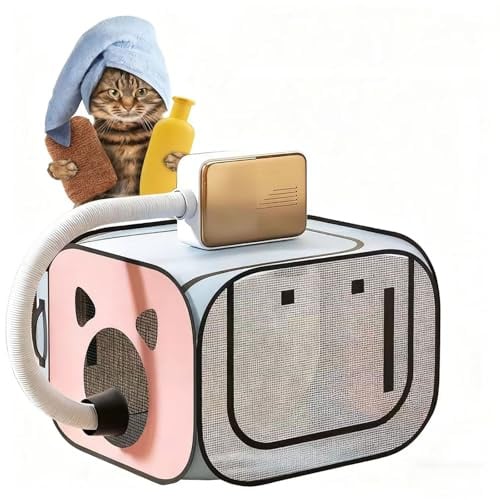 Scatola asciugabiancheria per cani e gatti, asciugatura efficiente a 360°, portatile, asciugatura rapida 10 minuti, materiale resistente antigraffio, anti-pelo, per la toelettatura della casa e i