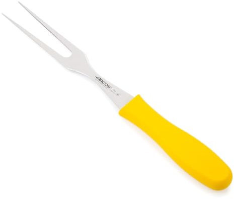 Arcos Séries 2900 - Fourchette à Découper - Lame Acier Inoxydable Nitrum 180 mm - Manche Polypropylène Couleur Jaune