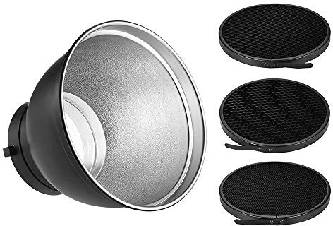 Andoer 7 Standard Reflektor Diffusor Lampe Schirm Dish mit 20 ° 40 ° 60 ° Wabengitter für Bowens Mount Grid Softbox Wabe Studio Strobe Blitzlicht Speedlite