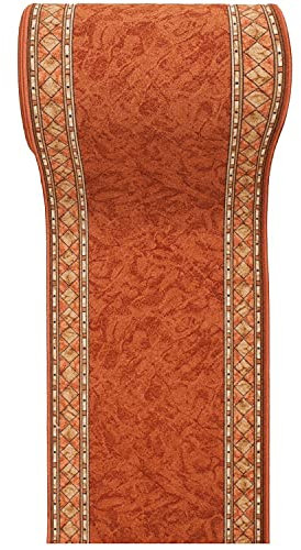 Carpeto Rugs Läufer Teppich Flur - Modern Muster - Rückseite aus Gummi Anti-Rutsch - Kurzfloor Teppichläufer nach Maß - Gel-MAX Kollektion Braun Orange 80 x 75 cm