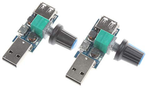 NOYITO 5V USB Fan Stepless Speed Controller Regulator with Switch Speed Module DC 4-12V to 2.5-8V 5W （Pack of 2）