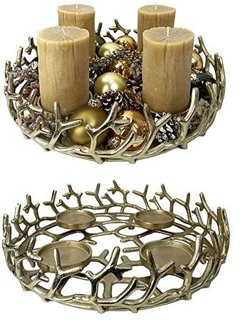 Großer Adventskranz D: 42 cm aus Metall Gold - Weihnachtsdeko, Adventsdeko