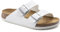 BIRKENSTOCK Arizona Birko-Flor, Unisex-Erwachsene Pantoletten - Schmal - Weiß - Gr 44
