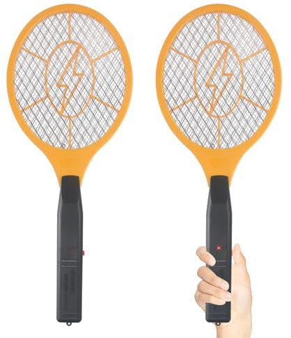 Lot de 2 tapettes à mouches électriques, piège à mouches électrique, tueur de moustiques - Chauve-souris anti-parasitaire intérieure et extérieure - Sans danger au toucher avec filet de sécurité à 3 c