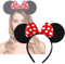 Serre-tête oreilles de Minnie Mouse sur serre-tête avec nœud rouge et blanc à pois pour adultes/enfants - Accessoire de déguisement - Décoration de fête - UK (nœud à pois rouge)