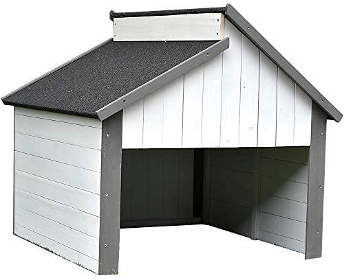 Melko Abri de jardin en bois pour robot tondeuse - 85 x 85 x 82,5 cm - Offre une protection contre la chaleur, les rayons UV et la pluie - Gris
