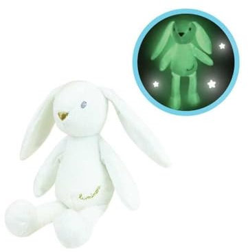 Jemini Luminou Leuchtendes Plüschtier, natürlich, funktioniert ohne Batterie, +/-20 cm, Hase, weiß, weiß