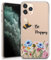 Phone Case for iPhone 5 / 5s / SE 2016 - Clear Soft Gel Cover Wild Bees and Flowers Design Style Text - Be Happy